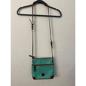 Dooney & Bourke Pebble small grain Leather Crossbody Bag Aqua & Brown